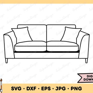 Couch Sofa SVG Couch Clip Art Couch Cut File Couch SVG Silhouette Sofortiger digitaler Download