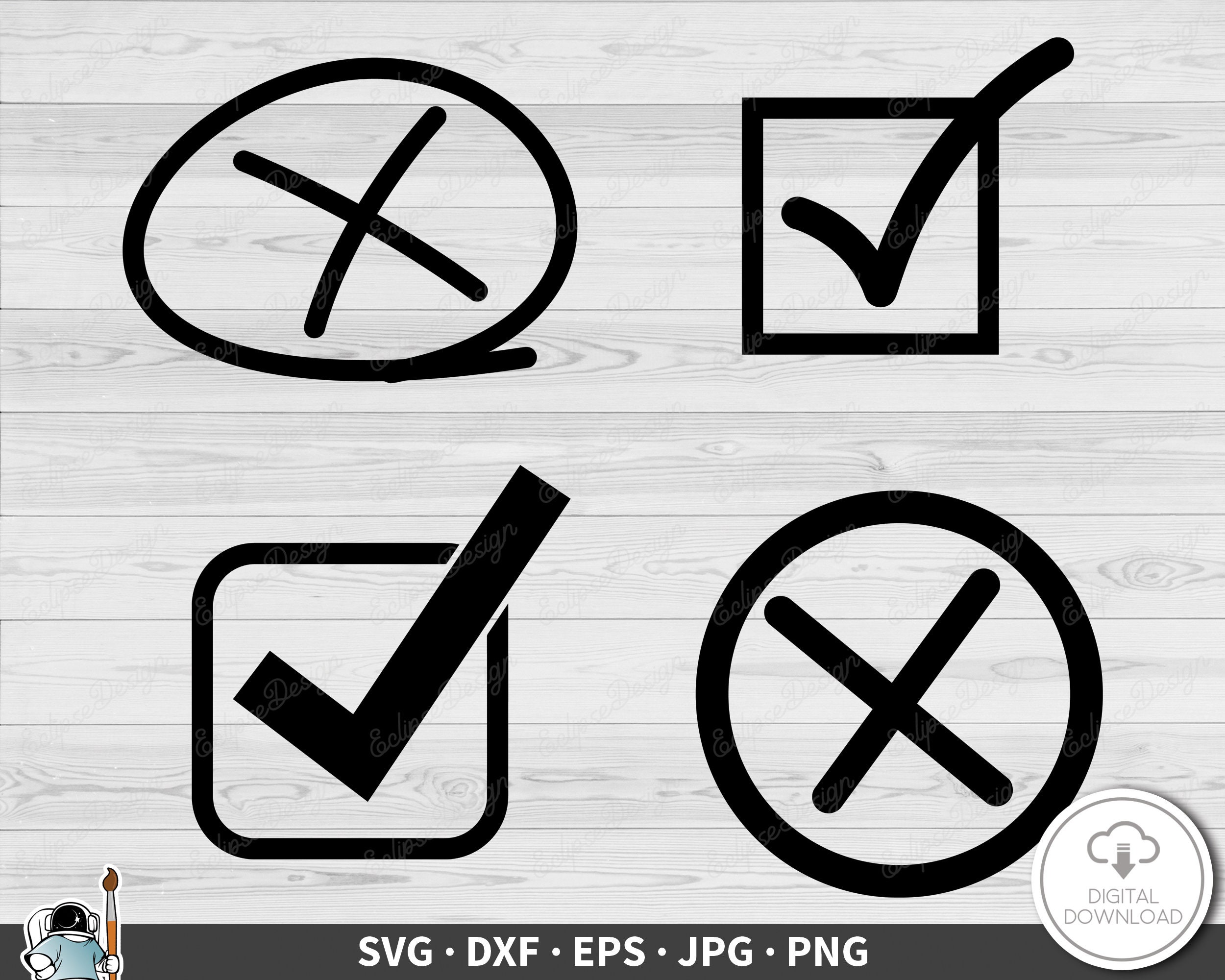 Check Mark svg , Tick Mark Svg, Check box svg, Cross Mark Svg, Check Mark  clipart, cricut & silhouette, vinyl, dxf, ai, pdf, png, eps