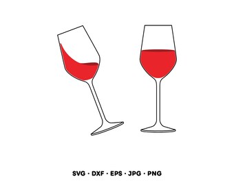 Rödvinsglas SVG Clipart PNG (Digital nedladdning direkt)