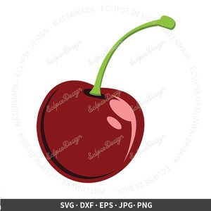 Dripping Cherry Tattoo Design Sweet Fruit Lover Shirt Design Clipart Black And White Cherries SVG DXF PNG Cut Files