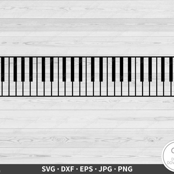Teclado de teclas de piano SVG • Clip Art Cut File Silhouette dxf eps png jpg • Descarga digital instantánea