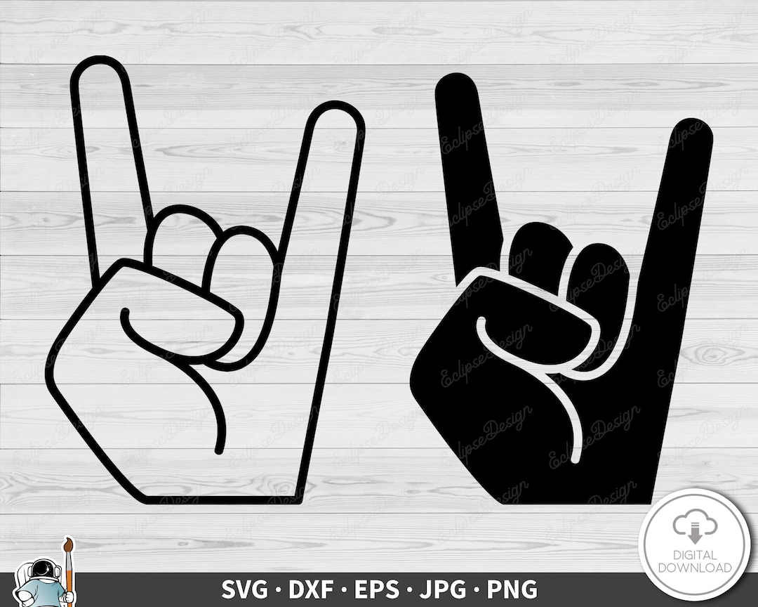 Rock Hand SVG Band Musician Clip Art Cut File Silhouette Dxf Eps Png Jpg  Instant Digital Download - Etsy