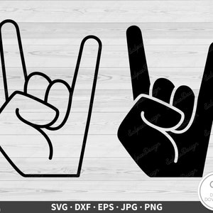 Rock Hand SVG Band muzikant Clip Art gesneden bestand silhouet Instant Digitale Download dxf eps png jpg
