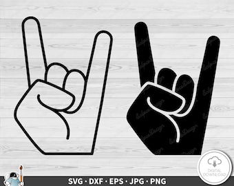 Rock Hand SVG Band Musician Clip Art Cut File Silhouette Instant Digital Download