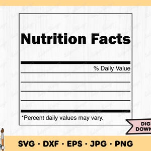 Valeur nutritive vierge SVG valeur nutritive Clip Art valeur nutritive fichier coupé Silhouette téléchargement numérique instantané dxf eps png jpg