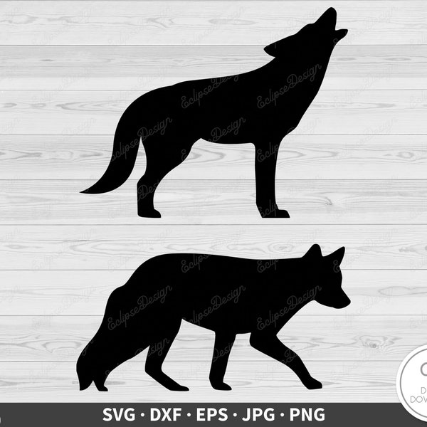 Coyote SVG • Clip Art Cut File Silhouette dxf eps png jpg • Instant Digital Download