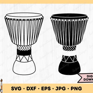 African Drum SVG Drum Clip Art Cut File Drum Silhouette Instant Digital Download