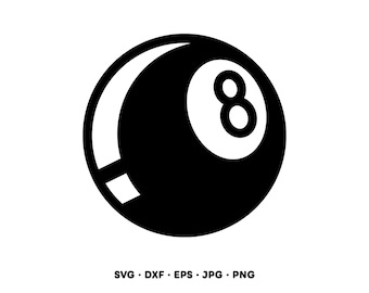 8 Ball Pool Billiards SVG Clip Art Cut File (Digital Download)