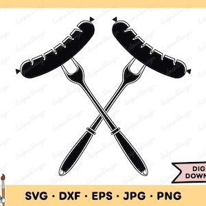 Grilling Sausage SVG Sausage PNG Grilling Clip Art Cut File Silhouette Instant Digital Download