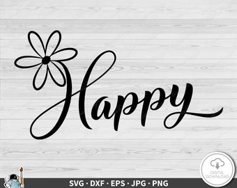 Happy Flower SVG • Clip Art Cut File Silhouette dxf eps png jpg • Instant Digital Download