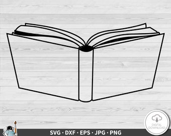 Open Book Reading SVG • Clip Art Cut File Silhouette dxf eps png jpg • Instant Digital Download