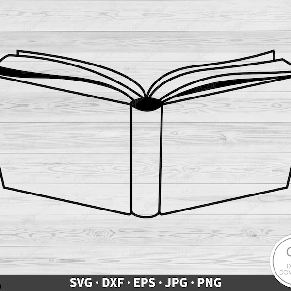 Open Book Reading SVG • Clip Art Cut File Silhouette dxf eps png jpg • Instant Digital Download