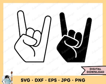 Rock On Hand SVG Clipart PNG (Instant Digital Download)