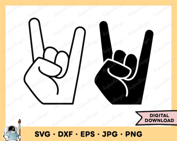 Rock On Hand SVG Clipart PNG (Instant Digital Download)
