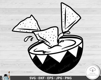 Chips et trempette Nachos SVG • Clip Art coupe fichier Silhouette dxf eps png jpg • téléchargement numérique instantané