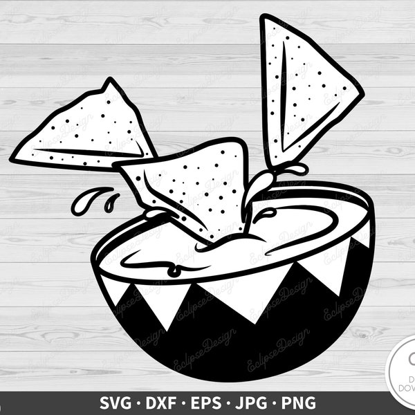 Chips and Dip Nachos SVG • Clip Art Cut File Silhouette dxf eps png jpg • Instant Digital Download