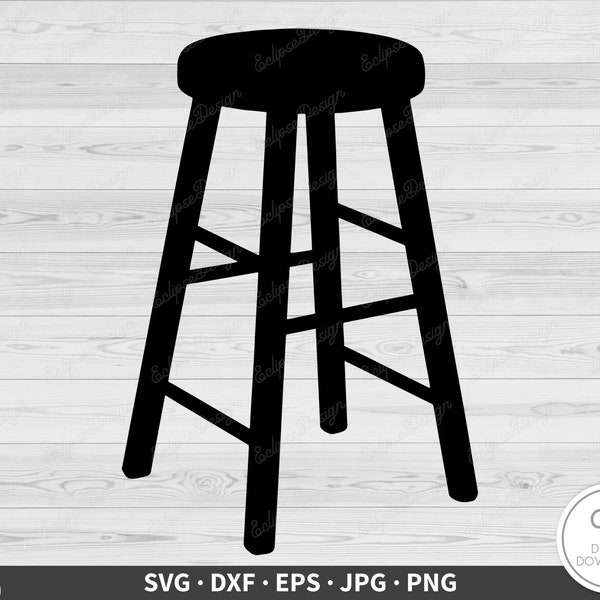 Stool SVG • Chair or Barstool Clip Art Cut File Silhouette dxf eps png jpg • Instant Digital Download