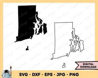 Rhode Island SVG Rhode Island PNG Stato Clip Art File di taglio Silhouette Download digitale istantaneo