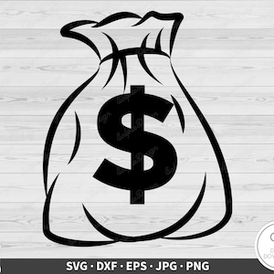 Moneybag SVG Clip Art File di taglio Silhouette Download digitale istantaneo dxf eps png jpg
