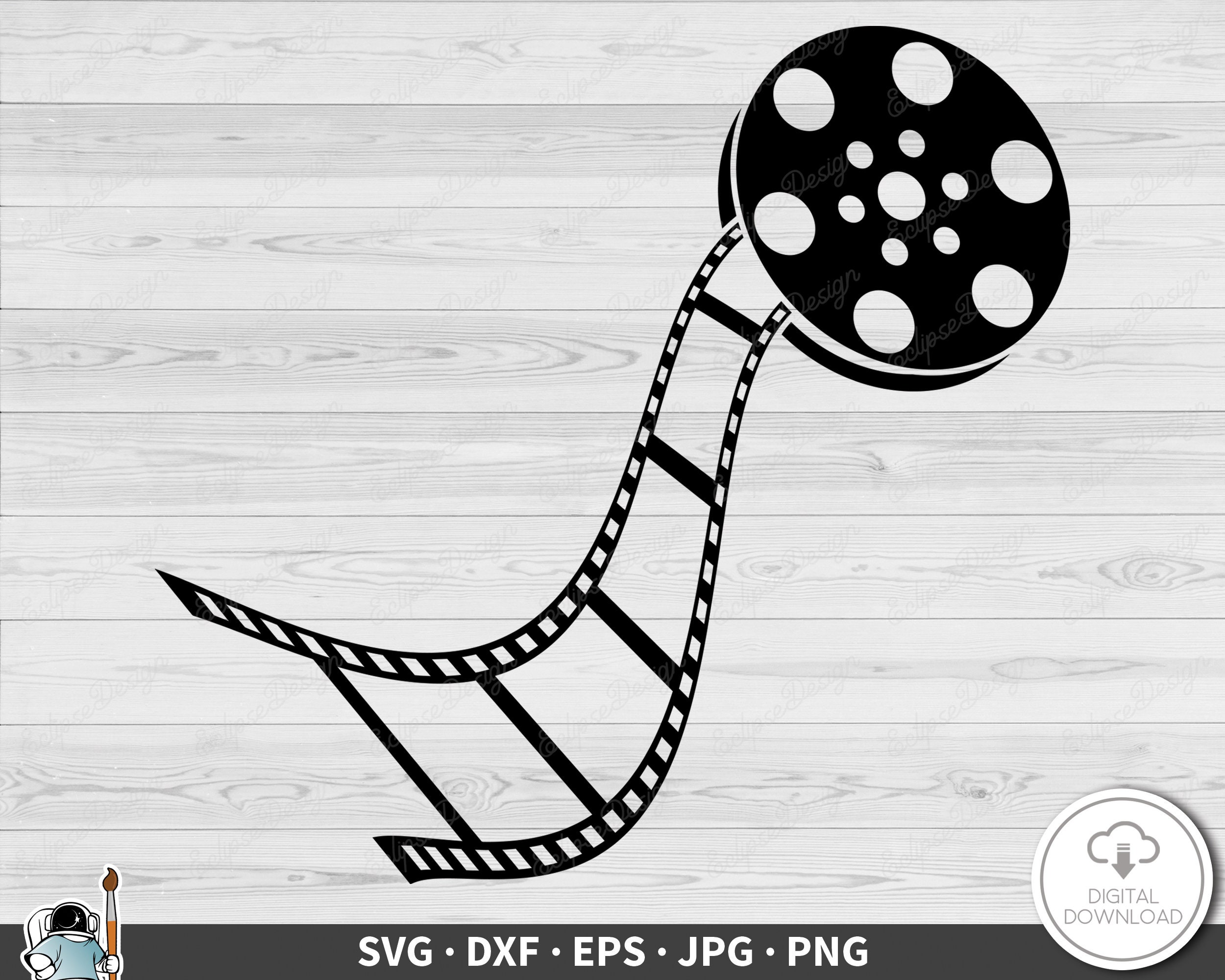 Film Movie Reel SVG Clip Art Cut File Silhouette Dxf Eps Png Jpg