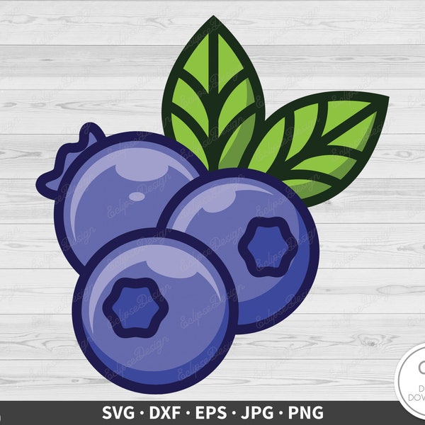 Blueberries SVG • Blueberry Fruit Clip Art Cut File Silhouette dxf eps png jpg • Instant Digital Download