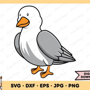 Dessin animé oiseau mouette SVG mouette Clip Art mouette coupe fichier Silhouette téléchargement numérique instantané