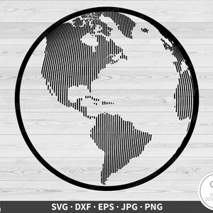 Planet Earth SVG Globe Clip Art Cut File Silhouette Instant Digital Download