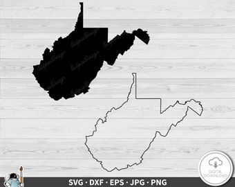 West Virginia SVG • State Clip Art Cut File Silhouette dxf eps png jpg • Instant Digital Download