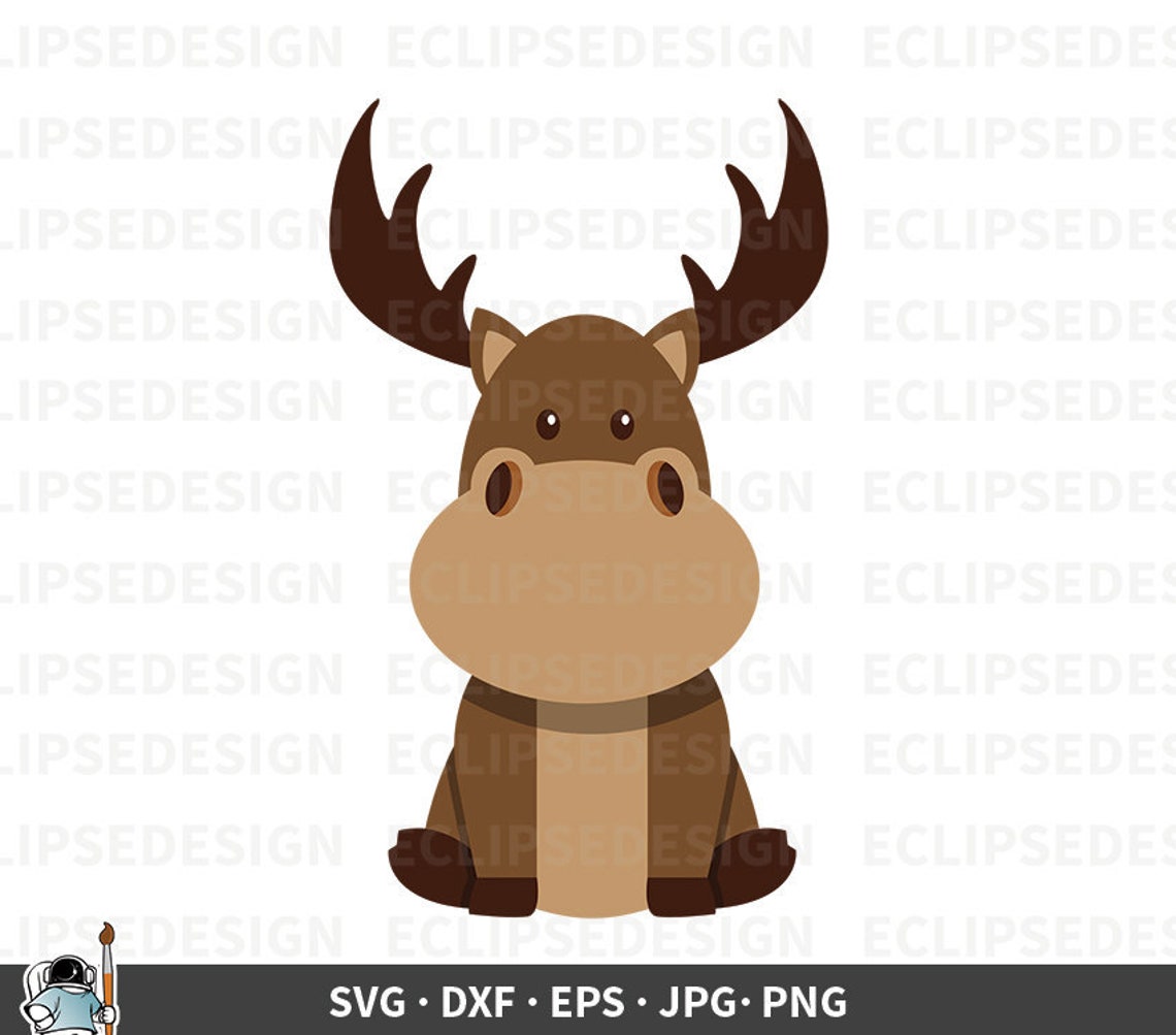Cute Baby Moose SVG Moose Silhouette Woodlands Animal ...