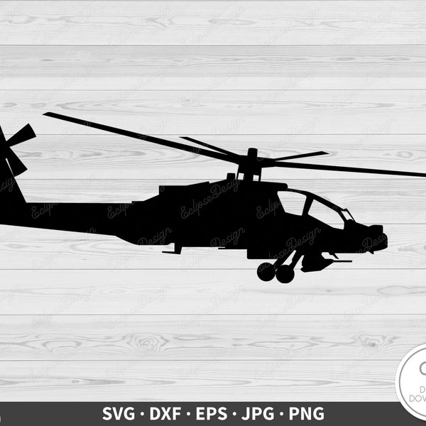 Hélicoptère SVG • guerre Clip Art coupe fichier Silhouette dxf eps png jpg • téléchargement numérique instantané