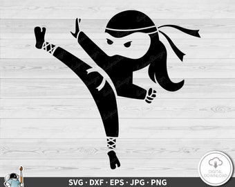 Ninja Girl SVG • Karaté Clip Art Cut File Silhouette dxf eps png jpg • Téléchargement numérique instantané