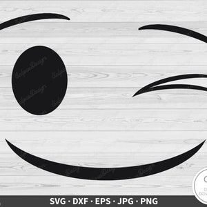 Winking Eye Smile Face SVG Clip Art Cut File Silhouette Dxf Eps Png Jpg ...