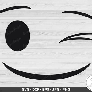 Winking Eye Smile Face SVG Clip Art Cut File Silhouette Instant Digital Download