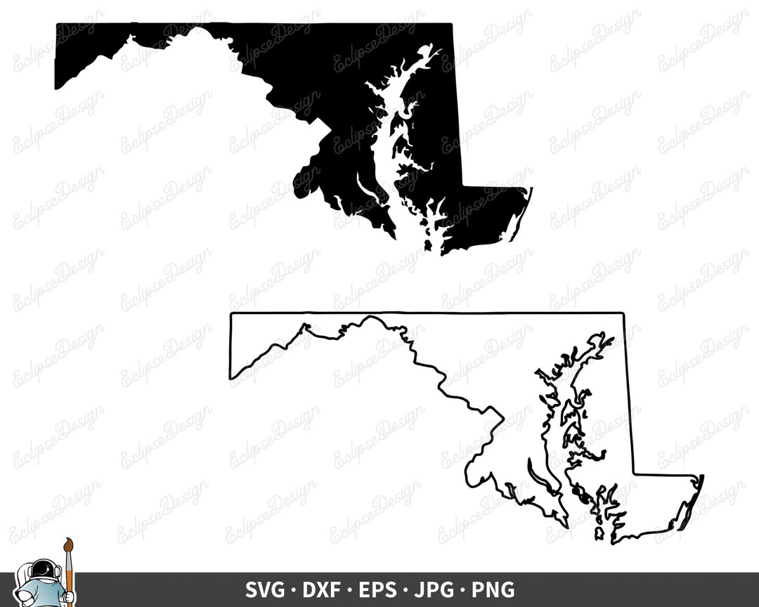 Maryland SVG State Clip Art Cut File Silhouette Dxf Eps Png - Etsy
