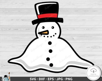 Melting Snowman SVG • Clip Art Cut File Silhouette dxf eps png jpg • Instant Digital Download