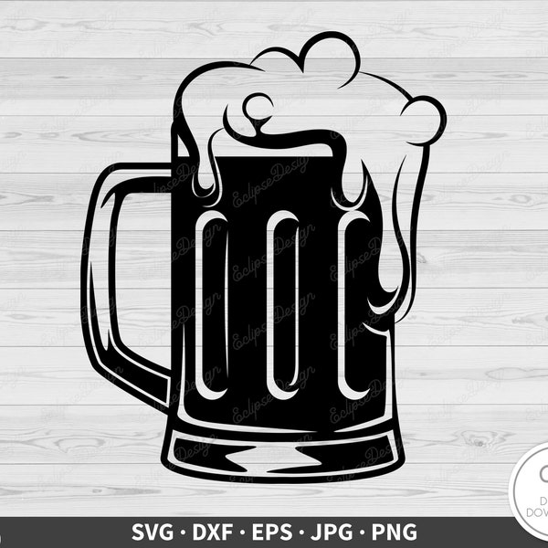 Beer Mug SVG • Clip Art Cut File Silhouette dxf eps png jpg • Instant Digital Download
