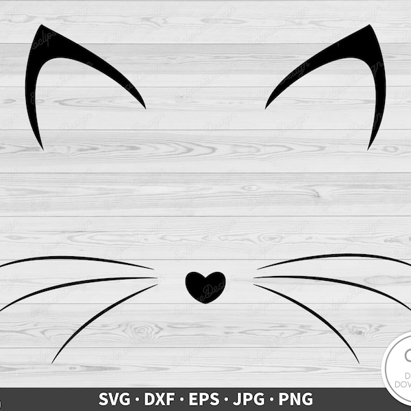 Cat Face SVG • Clip Art Cut File Silhouette dxf eps png jpg • Instant Digital Download