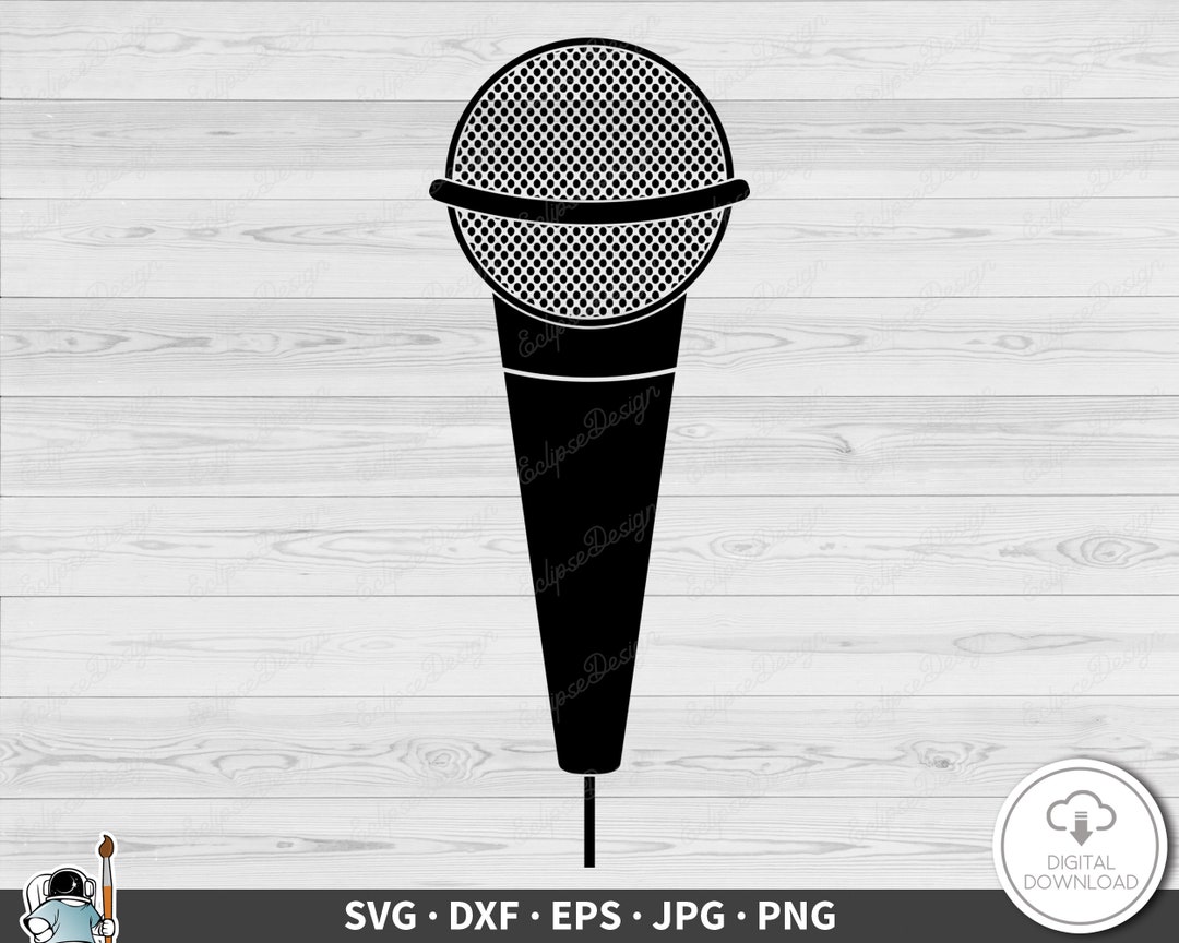 Microphone SVG Clip Art Cut File Silhouette Dxf Eps Png Jpg Instant ...
