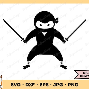Ninja Boy SVG Ninja PNG Martial Arts Clip Art Cut File Silhouette Instant Digital Download