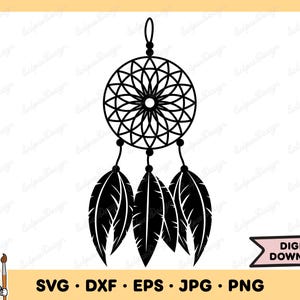 Dreamcatcher SVG Dreams Clip Art Dreamcatcher Cut File Dreamcatcher Silhouette Instant Digital Download