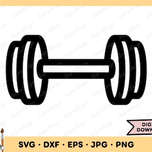 Dumbbell Weightlifting SVG Weights Clip Art Dumbbell Cut File Silhouette Instant Digital Download