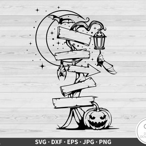 Spooky Sign Posts SVG Halloween Clip Art Cut File Silhouette Instant Digital Download
