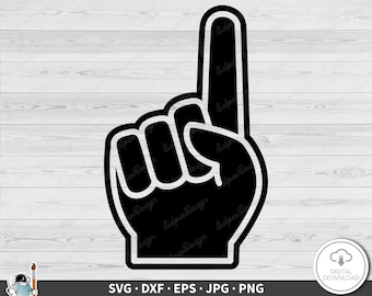 Sports Fan Finger Hand SVG • Clip Art Cut File Silhouette dxf eps png jpg • Instant Digital Download