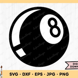 8 Ball SVG Pool Billard SVG Billard PNG Billard Clip Art Cut Datei Silhouette Sofortiger digitaler Download