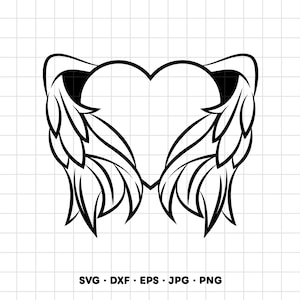 Angel Wings Heart SVG Clipart PNG Cricut Silhouette (Instant Digital Download)