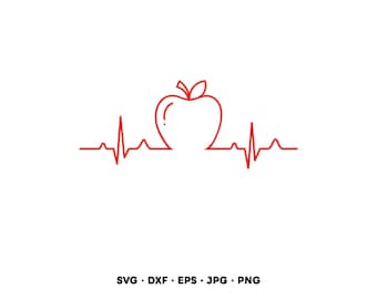 Apple Teacher Heartbeat SVG (plik do pobrania cyfrowego)