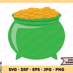 Pot of Gold SVG St. Patrick's Day SVG Pot of Gold PNG Pot of Gold Clip Art Cut File Silhouette Instant Digital Download