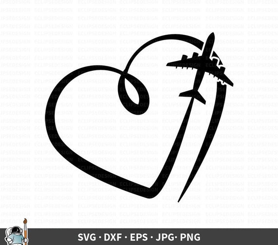 Download Heart Airplane Svg Travel Vector Flight Clipart Airplane Etsy