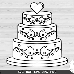 Gâteau de mariage SVG Clip Art couper fichier Silhouette Téléchargement numérique instantané