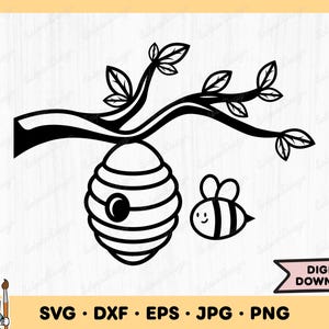 Bijenkorf Honingbijen SVG Bijenkorf Clip Art Bijenkorf SVG gesneden bestand silhouet Instant Digitale Download dxf eps png jpg